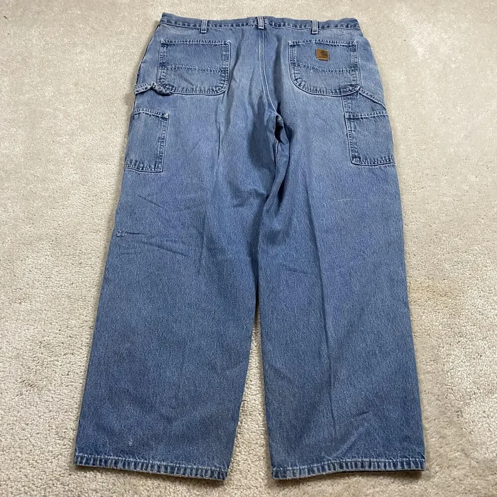 Carhartt Jeans Mens 38x29 Blue Relaxed Wide Leg Denim Workwear Carpenter